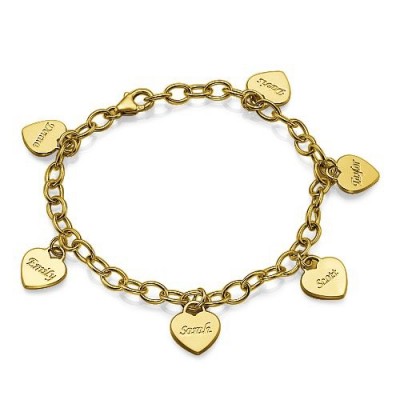 Gold Heart Charm Mothers Bracelet - The Handmade ™