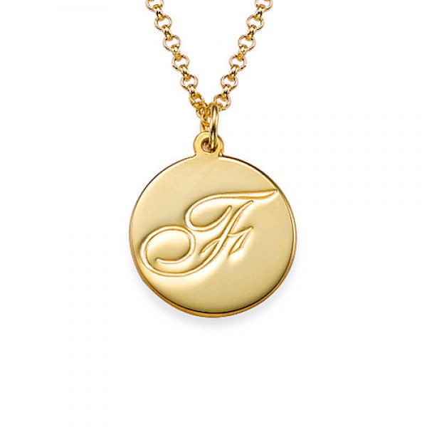 Gold Initial Pendant with Script Font - The Handmade ™