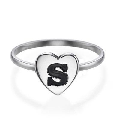 Heart Initial Ring in Silver - The Handmade ™