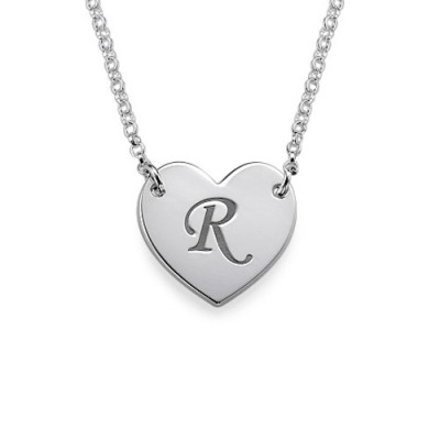 Heart Necklace with Initial Print Font - The Handmade ™