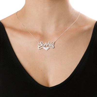 Silver Middle Heart Name Necklace - The Handmade ™