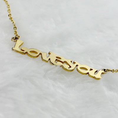 Cute Cartoon Ravie Font Gold Name Necklace - The Handmade ™