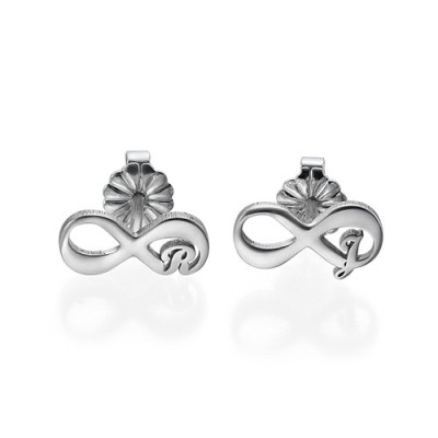 Infinity Stud Earrings with Initial - The Handmade ™