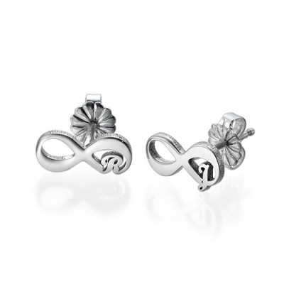Infinity Stud Earrings with Initial - The Handmade ™