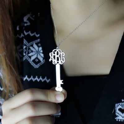 Key Necklace Silver with Monogram - The Handmade ™