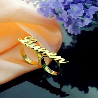 Allegro Two Finger Name Ring Gold - The Handmade ™