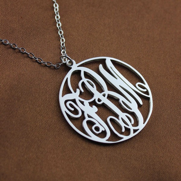 Necklace Fancy Circle Monogram Necklace Silver - The Handmade ™