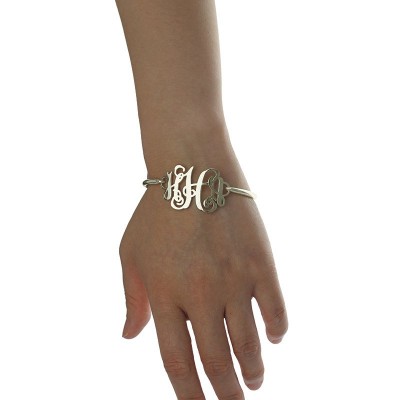 Monogram Initial Bracelet 1.25 Inch Silver - The Handmade ™
