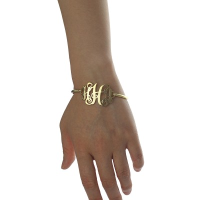 Gold Monogram Initial Bracelet 1.25 Inch - The Handmade ™