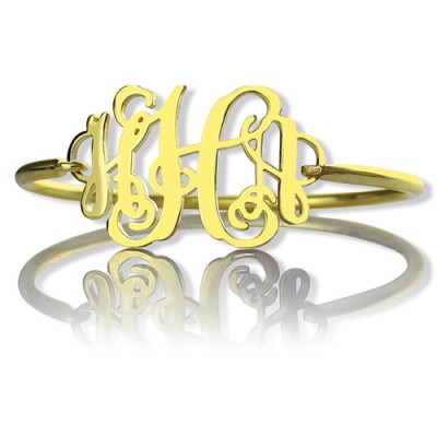 Gold Monogram Initial Bracelet 1.25 Inch - The Handmade ™