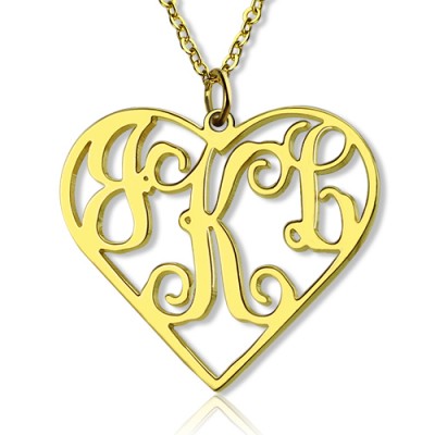 Gold Initial Monogram Heart Necklace - The Handmade ™