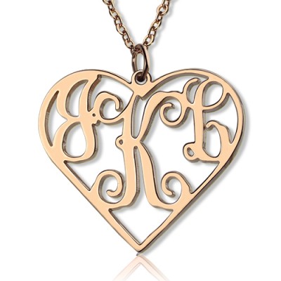 Rose Gold Initial Monogram Heart Necklace - The Handmade ™