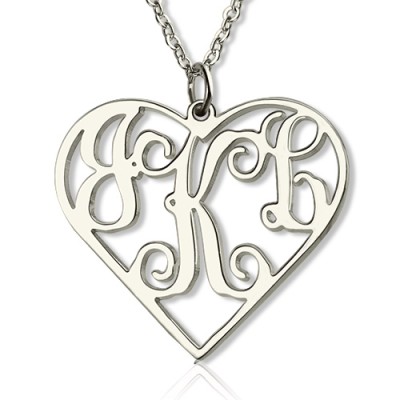 Silver Initial Monogram Heart Necklace - The Handmade ™