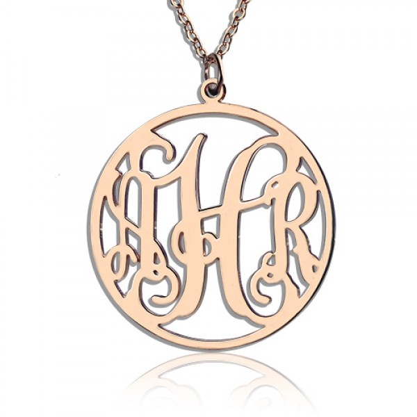 Circle Initial Monogram Necklace Rose Gold - The Handmade ™