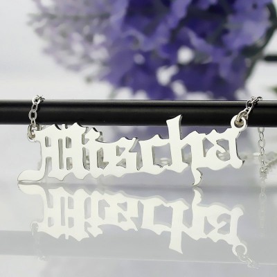 Old English Name Necklace Silver - The Handmade ™