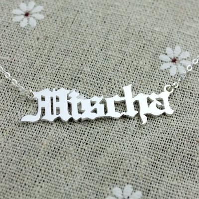 Old English Name Necklace Silver - The Handmade ™