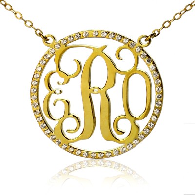 Gold Circle Birthstone Monogram Necklace - The Handmade ™