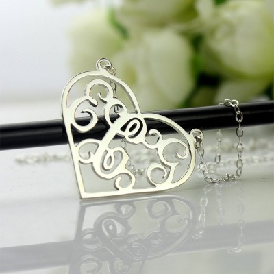Heart Monogram Necklace Silver - The Handmade ™