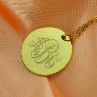 Disc Script Monogram Necklace Gold - The Handmade ™