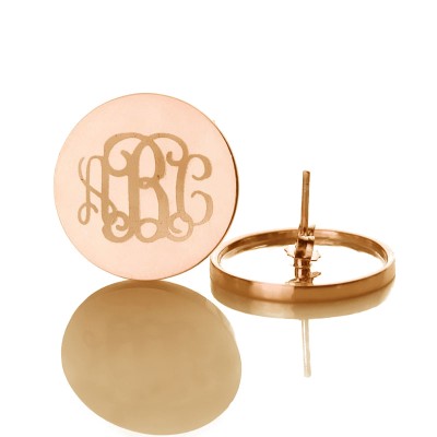 Circle Monogram 3 Initial Earrings Name Earrings Rose Gold - The Handmade ™