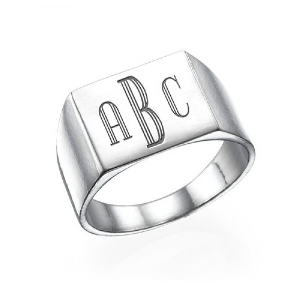 Monogrammed Signet Ring in Silver - The Handmade ™