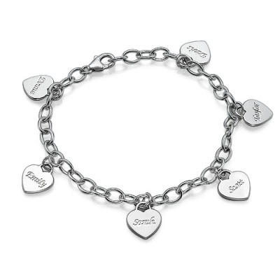 Mum Charm Bracelet with Custom Hearts - The Handmade ™