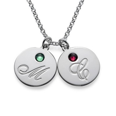 Multiple Initial Pendant Necklace with Birthstones - The Handmade ™