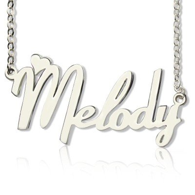 White Gold Fiolex Girls Fonts Heart Name Necklace - The Handmade ™