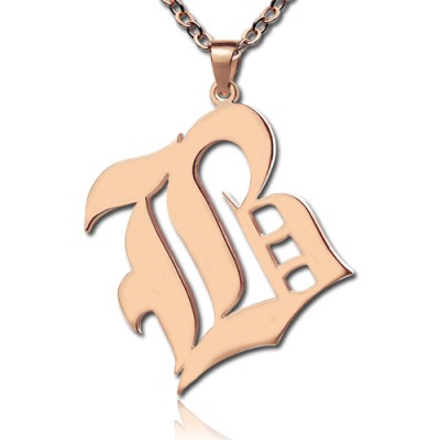 Rose Gold Initial Necklace Old English Style - The Handmade ™
