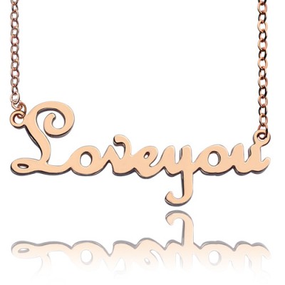 Rose Gold French Font I Love You Name Necklace - The Handmade ™