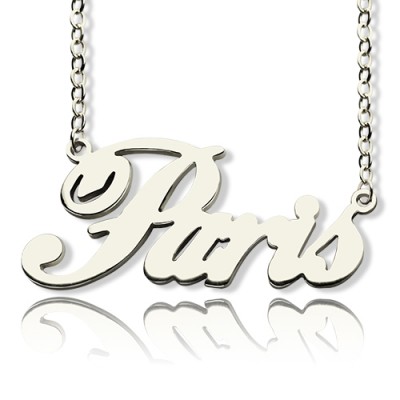 Paris Hilton Style Name Necklace White Gold - The Handmade ™