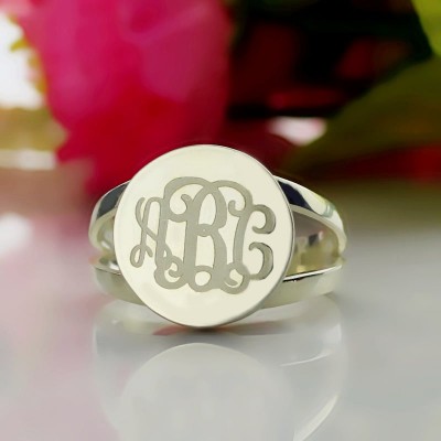 Silver Circle Monogram Signet Ring - The Handmade ™
