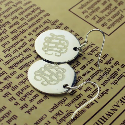 Disc Signet Monogrammed Earrings Silver - The Handmade ™