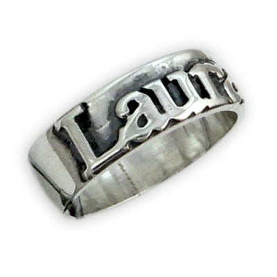 Personalised Silver on Silver Name Ring - The Handmade ™