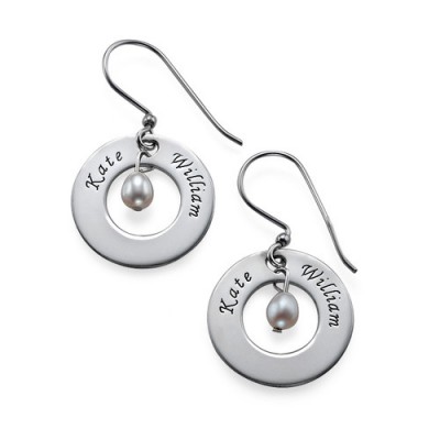 Personalised Earrings with Two Names Birthstone - The Handmade ™
