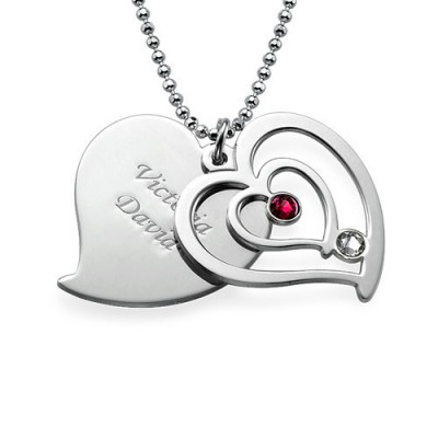 Couples Birthstone Heart Necklace - The Handmade ™