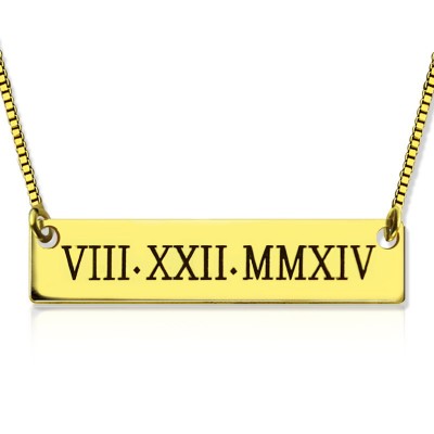 Roman Numeral Bar Necklace Gold - The Handmade ™