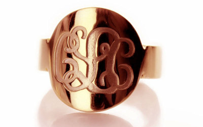 Crafting Your Tale: Engraved Script Rose Gold Monogrammed Ring