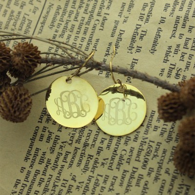 Disc Signet Monogram Earrings In Gold - The Handmade ™