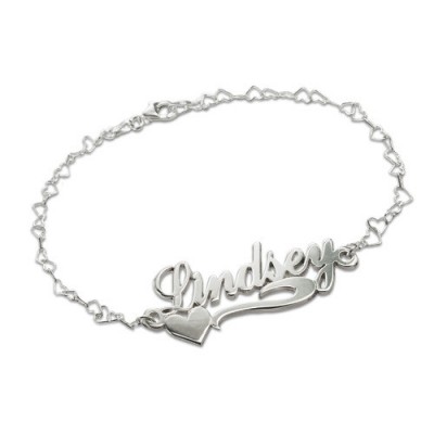 Side Heart Silver Name Bracelet - The Handmade ™