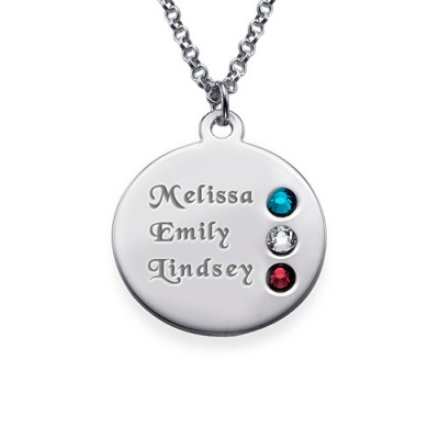 Silver Birthstone Necklace for Mum Inscriptions (1-3) - The Handmade ™