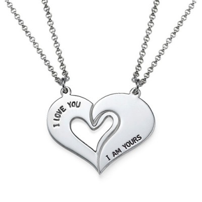 Silver Couples Breakable Heart Necklace - The Handmade ™