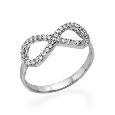 Silver Cubic Zirconia Encrusted Infinity Ring - The Handmade ™