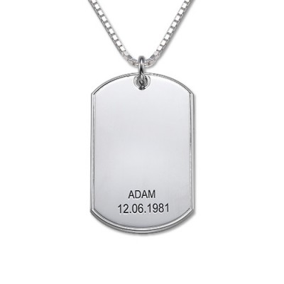 Father's Day Gifts - Silver Dog Tag Necklace - The Handmade ™