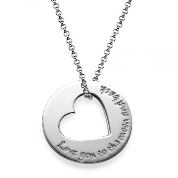 Silver Engraved Necklace with Heart Cut Out - The Handmade ™
