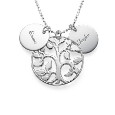 Engraved Disc Cut Out Family Tree Necklace - The Handmade ™