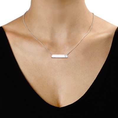 Silver Horizontal Initial Bar Necklace - The Handmade ™