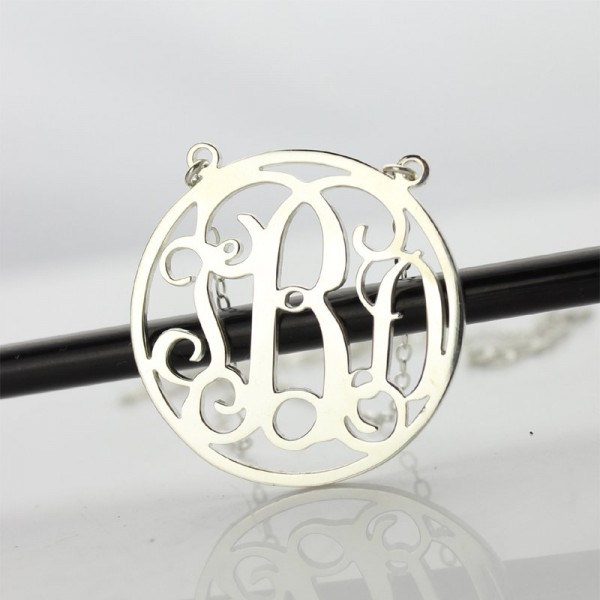 Silver Block Monogram Pendant Necklace - The Handmade ™