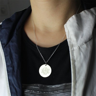 Engraved Disc Monogram Necklace Silver - The Handmade ™