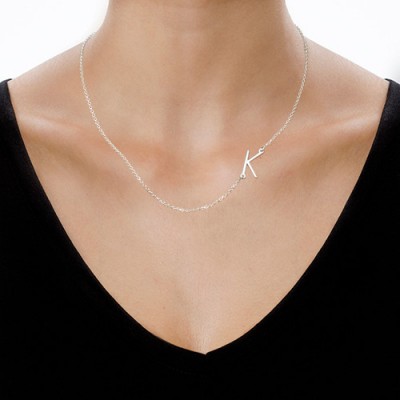 Silver Side Initial Necklace - The Handmade ™